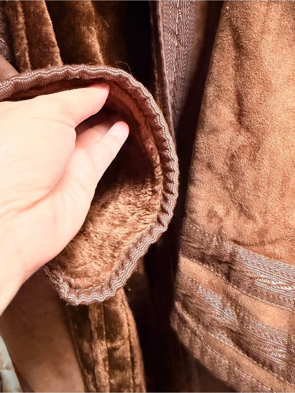Middle east winter coat Brown Faux-Suede Long Coat with Plush Lining from DUBAI